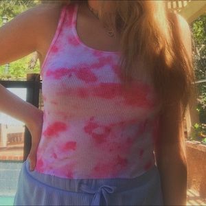pink tie dye tank top